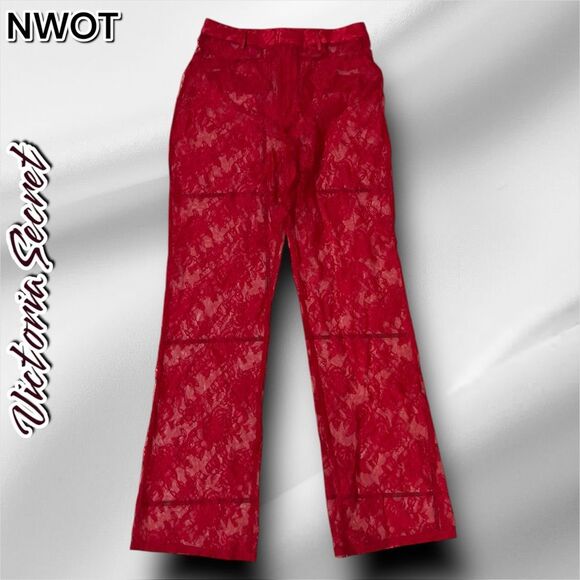 New NWOT Victoria's Secret VS Archives Red Rose Lace Pants - Medium - Picture 4 of 4